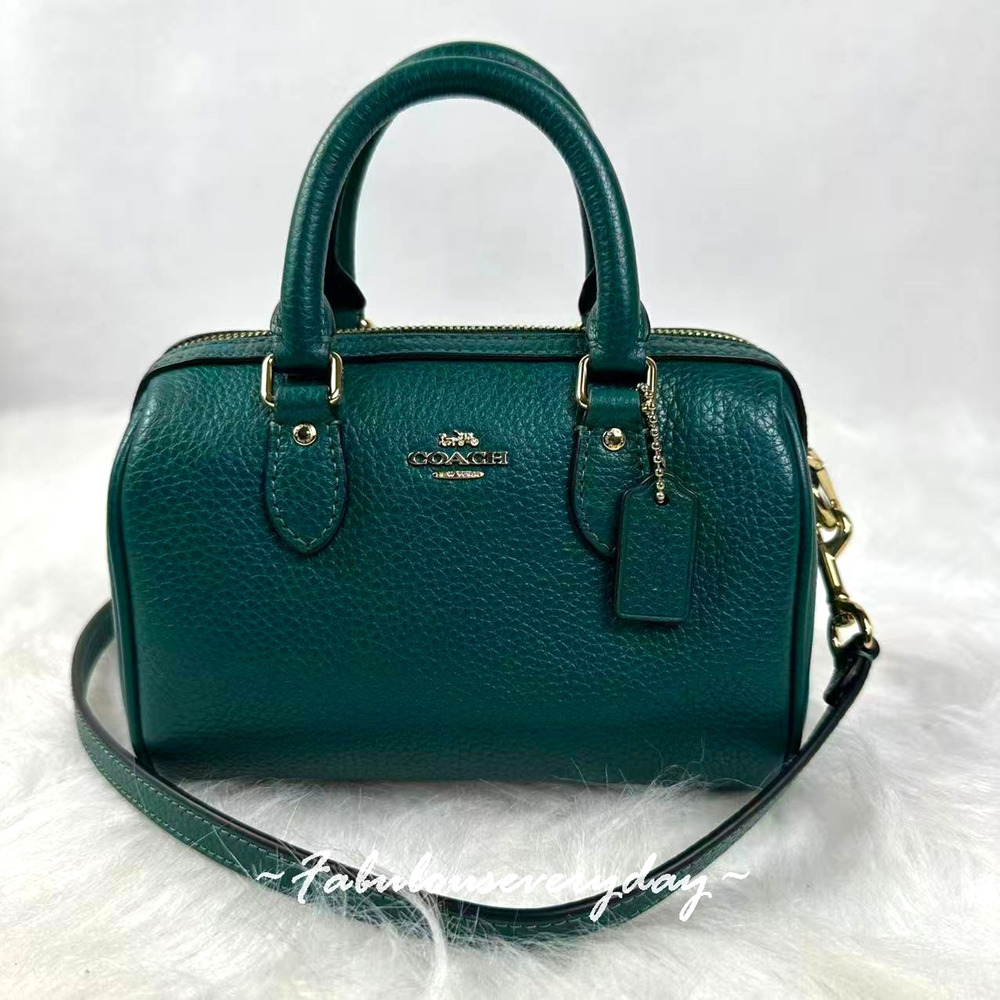 Coach Mini Rowan Crossbody Bag In Leather/Gold/Emerald CW328 NWT